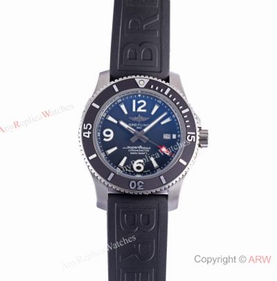 BLS Factory Copy Breitling 44mm SuperOcean Watch Black Dial on Rubber Strap